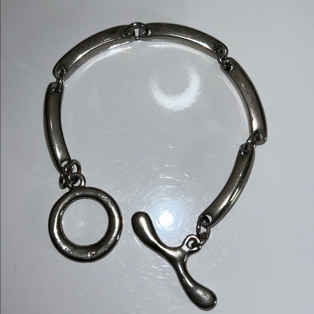 Artisan Handmade Vintage Sterling Silver Modern Design Toggle Clasp Bracelet